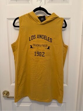 Men’s Los Angeles Hooded Tank Top — Mustard